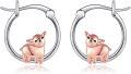 wholesale 925 Sterling Silver Llama Animal Charm Hoop Earrings for Women Girls Mothers Day Gift-0-0