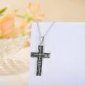 wholesale 925 Sterling Silver Cross Pendant Necklace with Jesus Face Design - Religious s for Women and Men-0-4