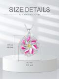 wholesale 925 Sterling Silver Flower Pendant Necklace with Pink Enamel and Yellow Stone for Women Girls-0-1
