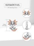 wholesale 925 Sterling Silver Axolotl Stud Earrings with Maple Leaf Design - Cute Animal  for Women Girls-0-4