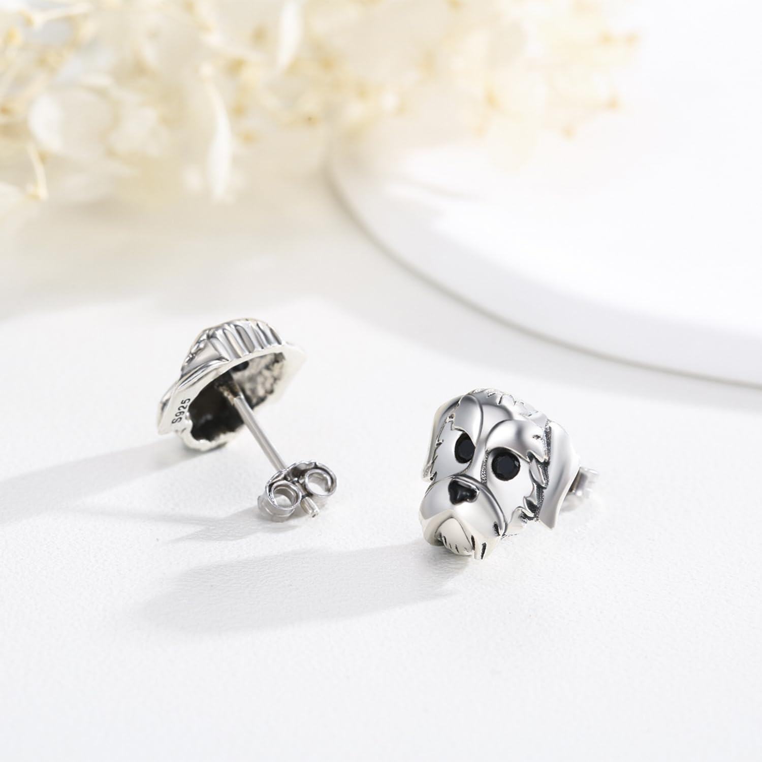  Sterling Silver Animal Stud Earrings Butterfly Unicorn Yorkie Beagle Axolotl Frog Cow Panda Dog Dino Cat Hedgehog Sloth -0-5