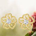 wholesale Yellow Gold Flower Shape 45cttw Moissanite Stud Earrings for Women and Girls-0-1