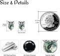 wholesale 925 Sterling Silver Green Agate Owl Stud Earrings - Cute Animal Jewelry for Women-0-5