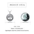 wholesale 925 Sterling Silver Round Black Onyx Tree Of Life Pentagram Necklace for Women Girls Gifts 48cm Chain Length-0-3