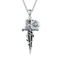 wholesale 925 Sterling Silver Dagger And Rose Pendant Necklace-0-0