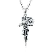 wholesale 925 Sterling Silver Dagger And Rose Pendant Necklace-dagger necklace