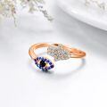 TOUPOP Sterling Silver Sapphire Evil Eye Hamsa Hand Adjustable Ring-0-4