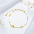 wholesale 14K Yellow Gold Bee & Daisy Flower Beaded Bracelet - Nickel-Free, Lead-Free, Hypoallergenic-0-5