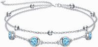 wholesale Sterling Silver Birthstone Anklet Bracelets for Women Gifts-03-Aquamarine Anklet 9\"-11\"