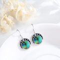 wholesale 925 Sterling Silver Round Abalone Shell Opal Moon Phase Drop Earrings-0-2