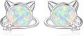 wholesale 925 Sterling Silver Cat Opal Stud Earrings with Cubic Zirconia - Hypoallergenic Gift for Women-0-0