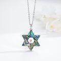 wholesale 925 Sterling Silver Abalone Shell Star of David Pendant Necklace with Compass Design-0-2
