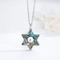 wholesale 925 Sterling Silver Star Pendant With Iridescent Inlay And Gold Center-0-2