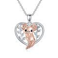 wholesale 925 Sterling Silver Heart Necklace with Rose Gold Plated Axolotl Pendant-0-0