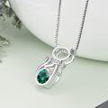 wholesale 925 Sterling Silver & Green Cubic Zirconia Cat Pendant Necklace for Women-0-1