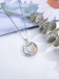 wholesale  S925 Sterling Silver Blue Crystal Rose Gold Plated Fox Moon Necklace for Luck Fortune Gift-0-4