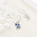wholesale 925 Sterling Silver Blue Enamel Dragonfly Leverback Drop Earrings for Women Girls  4cm Long-0-2