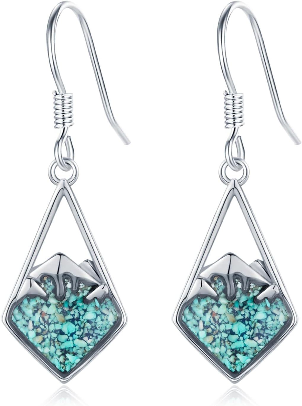 Sterling Silver Abalone Mountain Earrings for Women Nature Dangle Jewelry Gifts-G-Turquoise Mountain