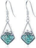 wholesale 925 Sterling Silver Turquoise Stone Mountain Shape Drop Earrings for Women Natural Gemstone Gift Jewelry-0-0