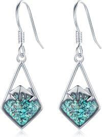 wholesale 925 Sterling Silver Turquoise Stone Mountain Shape Drop Earrings for Women Natural Gemstone Gift Jewelry-G-Turquoise Mountain