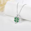 wholesale 925 Sterling Silver Green Clover Pendant Necklace for Women Girls Mothers Day Gift-0-2