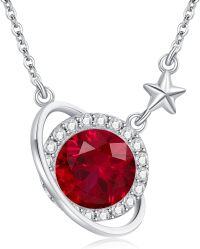 wholesale Silver Cubic Zirconia Saturn Pendant Necklace for Women-January