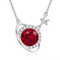 wholesale 925 Sterling Silver Cubic Zirconia Saturn Pendant Necklace for Women-January