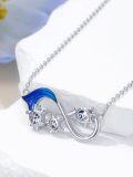 wholesale 925 Sterling Silver Turtle and Wave Infinity Symbol Pendant Necklace Animal  for Women-0-3