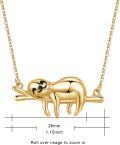 wholesale Gold 925 Sterling Silver Sloth Sliding Charm Necklace with Stuffed Animal Pendant Gift for Women-0-3