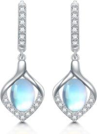 wholesale 925 Sterling Silver Blue Moonstone Teardrop Leverback Dangle Earrings for Women-3-Teardrop Moonstone Dangle Earrings