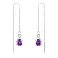 wholesale 925 Sterling Silver 12 Birthstone Infinity Threader Drop Earrings for Women-2-Feb-Amethyst Purple