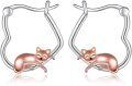 wholesale 925 Sterling Silver Cat Shape Hoop Earrings with Rose Gold Plating Gift for Women-0-0