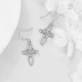 wholesale 925 Sterling Silver Rose Gold Cross Celtic Knot Drop Earrings Leverback for Women-0-8