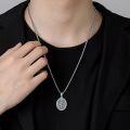 wholesale 925 Sterling Silver Turquoise St. Medal Pendant Necklace  for Men & Women Religious Jewelry-0-3