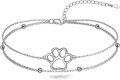 wholesale 925 Sterling Silver Adjustable Double Chain Paw Print Charm Bracelet - Pet Lover Gifts for Women and Girls-0-0