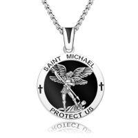 wholesale 925 Sterling Silver Saint Michael Protect Us Pendant With Abalone Shell-St Michael(Black Onyx)
