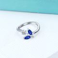wholesale 925 Sterling Silver Marquise Blue Sapphire Crystal Engagement Ring-0-1