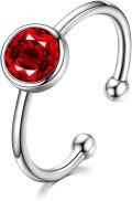 wholesale 14K White Gold Plated 925 Sterling Silver Simulated Ruby July Birthstone Ring for Women Adjustable Gift-0-0