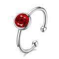 wholesale 925 Sterling Silver Red Crystal Open Ring With Ball Ends-0-0