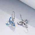 wholesale 925 Sterling Silver Blue Opal Triquetra Drop Earrings with Celtic Design-0-3