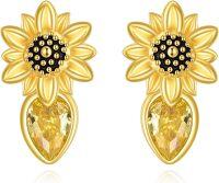 wholesale 925 Sterling Silver Sunflower Citrine Stud Earrings for Women-daisy