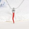 wholesale 925 Sterling Silver Crowned Red Coral Horn Pendant Necklaces Lucky Charm s for Women and Girls-0-2