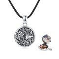wholesale 925 Sterling Silver Round Floral Hummingbird Photo Locket Pendant Necklace-0-0