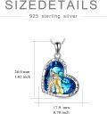 wholesale 925 Sterling Silver Blue Crystal Heart Pendant Necklace for Women - Always My Sister Forever My Friend-0-5