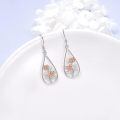 wholesale 925 Sterling Silver Teardrop Rose Earrings Wholesale With Pink Accents And Silver Leaves-0-1