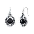 wholesale 925 Sterling Silver Teardrop Earrings With Black Onyx Stone-0-0