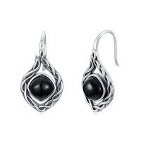 wholesale 925 Sterling Silver Teardrop Earrings With Black Onyx Stone-Square Black Onyx