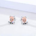wholesale 925 Sterling Silver Highland Cow Stud Earrings with Rose Gold Accents and Black Details-0-2