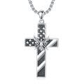 wholesale 925 Sterling Silver American Flag Angel Cross Pendant Necklace  with 34+2 Extender Chain for Men Women Gifts Jewelry Accessories-0-0