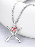 wholesale 925 Sterling Silver Baseball Bat & Ball Pendant Necklaces Sporty Gifts for Men Women-0-2